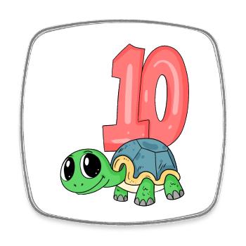10. Geburtstag Motiv Schildkröte - zehn - 10 Jahre - Viereckiger Kühlschrankmagnet - Weiß - Vorne