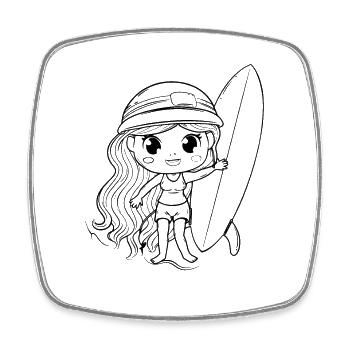 Petit surfeur - Magnet carré - blanc - Devant