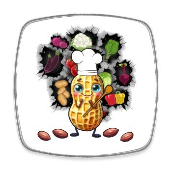 Cacahuètes Cuisiniers Cuisiniers Cuisiniers Légumes Végétarien - Magnet carré - blanc - Devant
