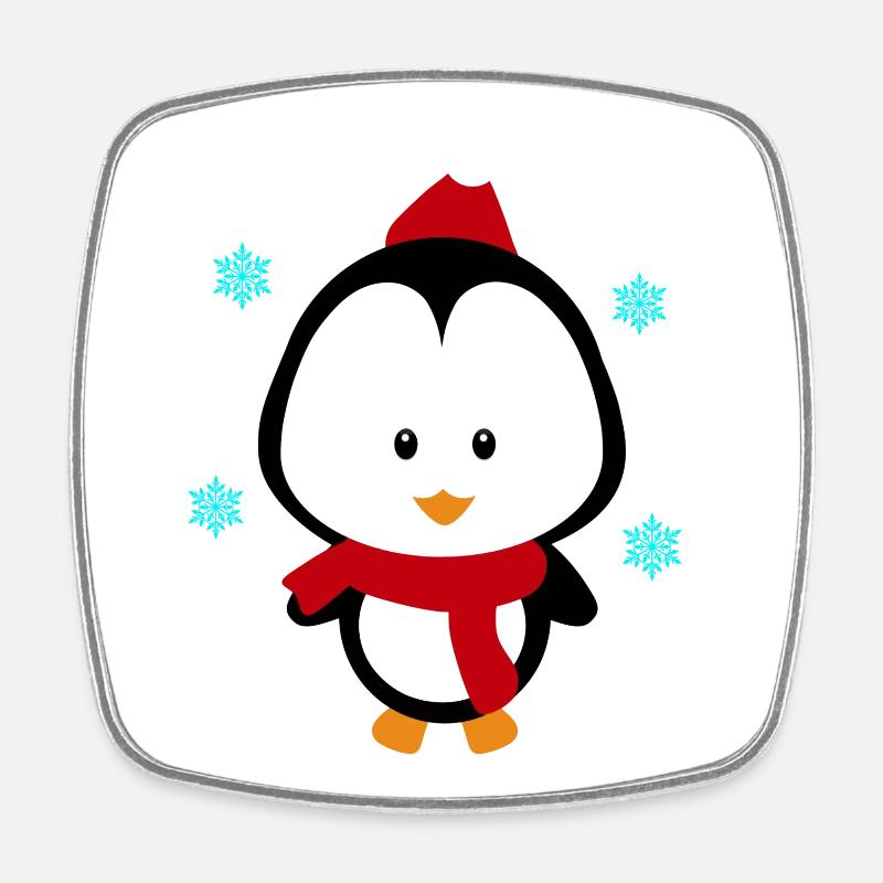 Petit pingouin Noël - Magnet carré - blanc