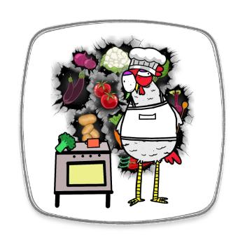 funny chicken host vegetable cook cook fun - Square fridge magnet - white - Front
