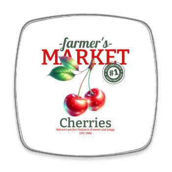 Farmer's Market Cherries - Square fridge magnet - white - Front