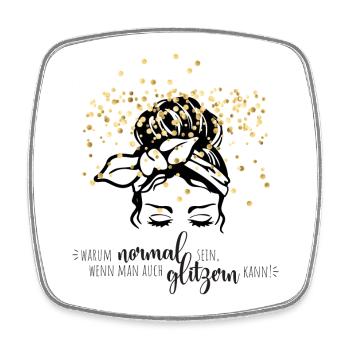 Glitter confetti saying - Square fridge magnet - white - Front