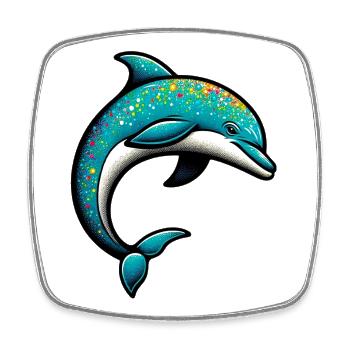 Delfin - Viereckiger Kühlschrankmagnet - Weiß - Vorne