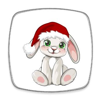 Süßer Hase mit Santa Mütze Weihnachtsmütze - Viereckiger Kühlschrankmagnet - Weiß - Vorne