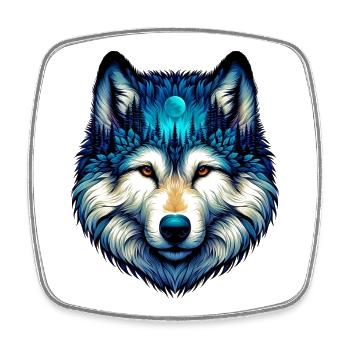 Loup - Magnet carré - blanc - Devant