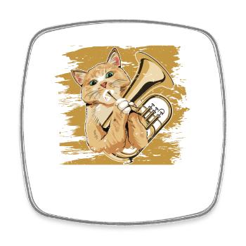 Euphonium Spielende Katze Im Retro-Stil - Viereckiger Kühlschrankmagnet - Weiß - Vorne