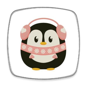 Pingouin mignon en rose - Magnet carré - blanc - Devant