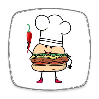 Chilli Koch Köche Köchin Burger Küche kochen - Viereckiger Kühlschrankmagnet - Weiß - Vorne