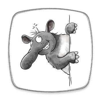 Drolliges Tapir I Cartoon Tiermotiv - Viereckiger Kühlschrankmagnet - Weiß - Vorne