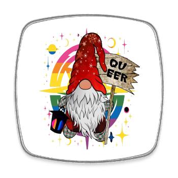 Christmas Gnome Funny Queer LGBTQ+ Gnome - Square fridge magnet - white - Front