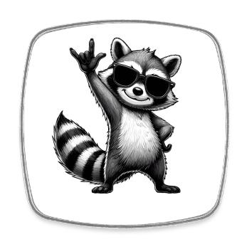 Raccoon with Rock Pose Raccoon Rock Music Musician - Square fridge magnet - white - Front