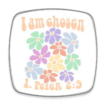 Jesus Gott Bibelvers Retro Christlich I am chosen - Viereckiger Kühlschrankmagnet - Weiß - Vorne