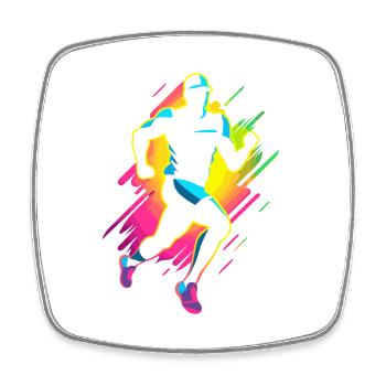 Marathon Läufer Comic Look - Viereckiger Kühlschrankmagnet - Weiß - Vorne
