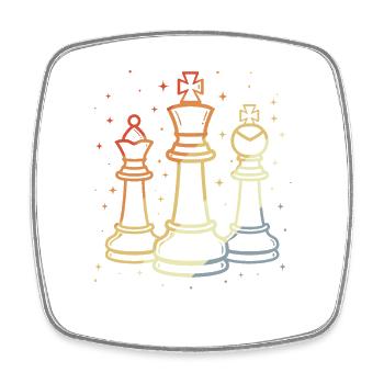 Chess Pieces Sketch Vintage - Square fridge magnet - white - Front