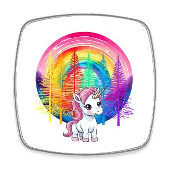 Regenbogen Einhorn Einhörner Kinder Kind - Viereckiger Kühlschrankmagnet - Weiß - Vorne