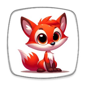Renard - Magnet carré - blanc - Devant