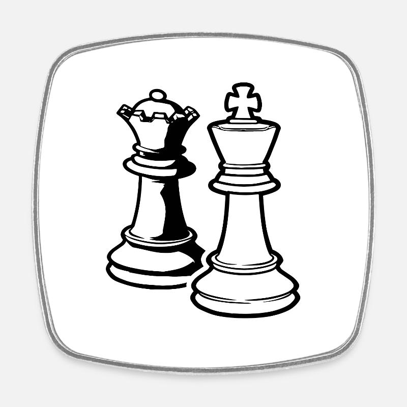 Reine et roi des échecs - Magnet carré - blanc