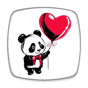 Panda Bär mit Herz Luftballon - Heartful Creatures - Viereckiger Kühlschrankmagnet - Weiß - Vorne