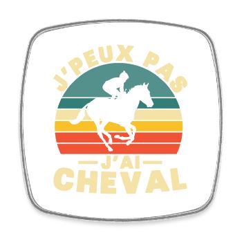 Je peux pas j ai Cheval Humour cadeau - Magnet carré - blanc - Devant