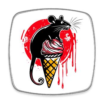 Rat on – Style de tatouage Street Art - Magnet carré - blanc - Devant