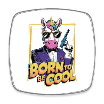 Born to be Cool | Cooles Streetwear-Typo-Shirt - Viereckiger Kühlschrankmagnet - Weiß - Vorne