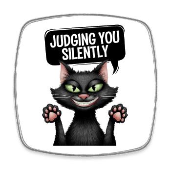 Vous juger silencieusement drôle Cat Design - Magnet carré - blanc - Devant