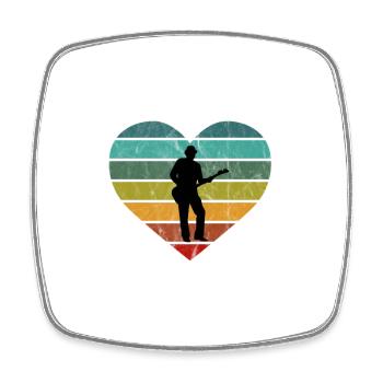 Guitare Retro Heart Design pour Guitaristes - Magnet carré - blanc - Devant