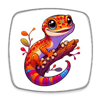 Gecko - Viereckiger Kühlschrankmagnet - Weiß - Vorne