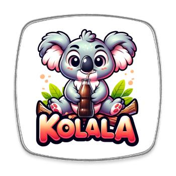 Kolala - Niedlicher Koala mit Cola Wortspiel - Viereckiger Kühlschrankmagnet - Weiß - Vorne