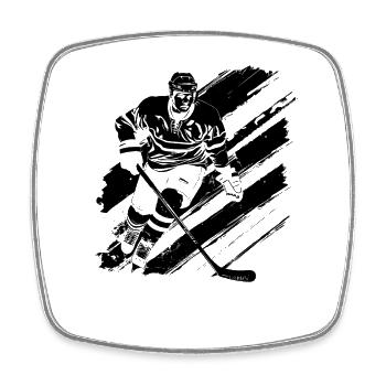 Eishockeyspieler Zeichnung - Viereckiger Kühlschrankmagnet - Weiß - Vorne