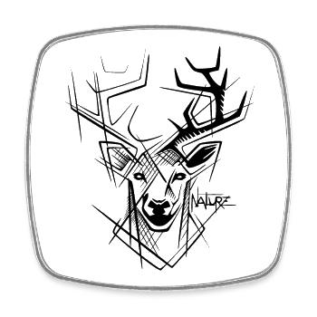 Rentier geometrisch Tattoo Hirsch Elch Natur Logo - Viereckiger Kühlschrankmagnet - Weiß - Vorne