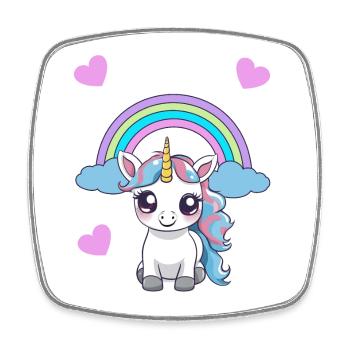 Licorne Licornes Enfant Enfants Bébé Tout-petit Coeur - Magnet carré - blanc - Devant