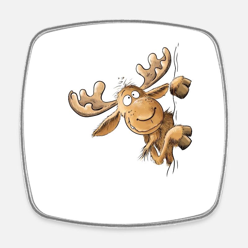 Droll Moose Animal Motif Scandinavia Moose - Square fridge magnet - white