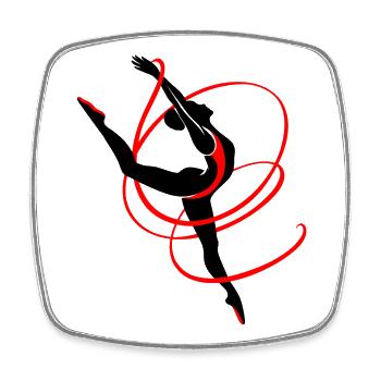 Gymnast Artistic Gymnast with Ribbon, red-black - Square fridge magnet - white - Front
