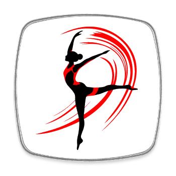 Gymnast Artistic Gymnast with Ribbon, red-black - Square fridge magnet - white - Front