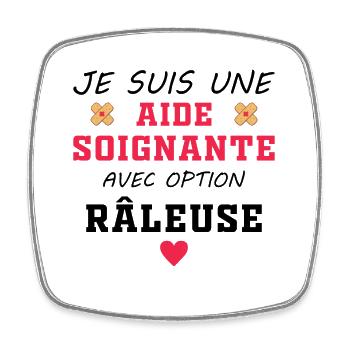 je suis une aide soignante avec option râleuse - Magnet carré - blanc - Devant