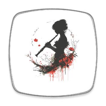 Flute Girl - Square fridge magnet - white - Front