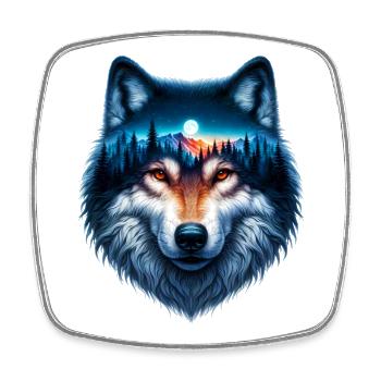 Wolf - Square fridge magnet - white - Front