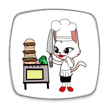 Cat Cuisinier Cuisinier Cuisiniers Chats Hôtes - Magnet carré - blanc - Devant
