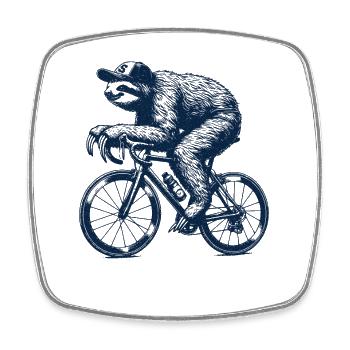 Paresseux à vélo - Magnet carré - blanc - Devant