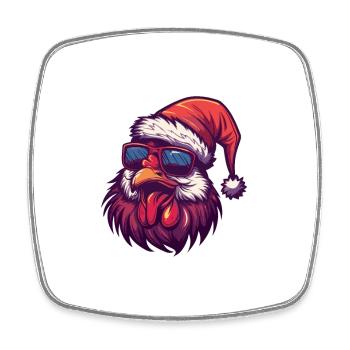 Chicken Christmas Funny - Square fridge magnet - white - Front
