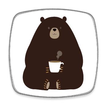 Coffee Bear Mug - Square fridge magnet - white - Front