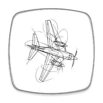 Airplane Sketch - Square fridge magnet - white - Front