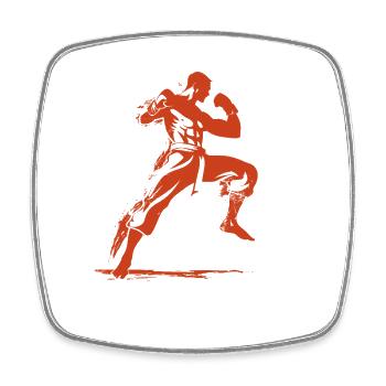 Kickboxeur à l’ancienne - Magnet carré - blanc - Devant