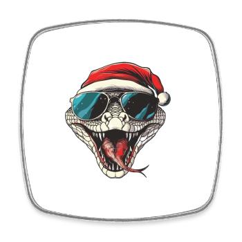 Serpent Cobra Noël Drôle - Magnet carré - blanc - Devant