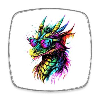 Drache Fabelwesen Dragon Liebhaber Feuer Drachen - Viereckiger Kühlschrankmagnet - Weiß - Vorne