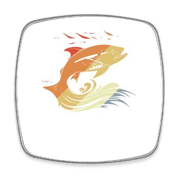 Fish Drawing Retro Style - Square fridge magnet - white - Front