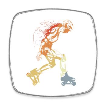 Vintage Roller Skate Girl - Square fridge magnet - white - Front