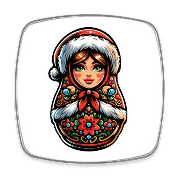 Russische Matroschka Weihnachten Russland - Viereckiger Kühlschrankmagnet - Weiß - Vorne